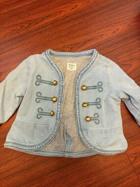 BabyGAP Light Blue Girls Military-Inspired Jacket with Brass Buttons